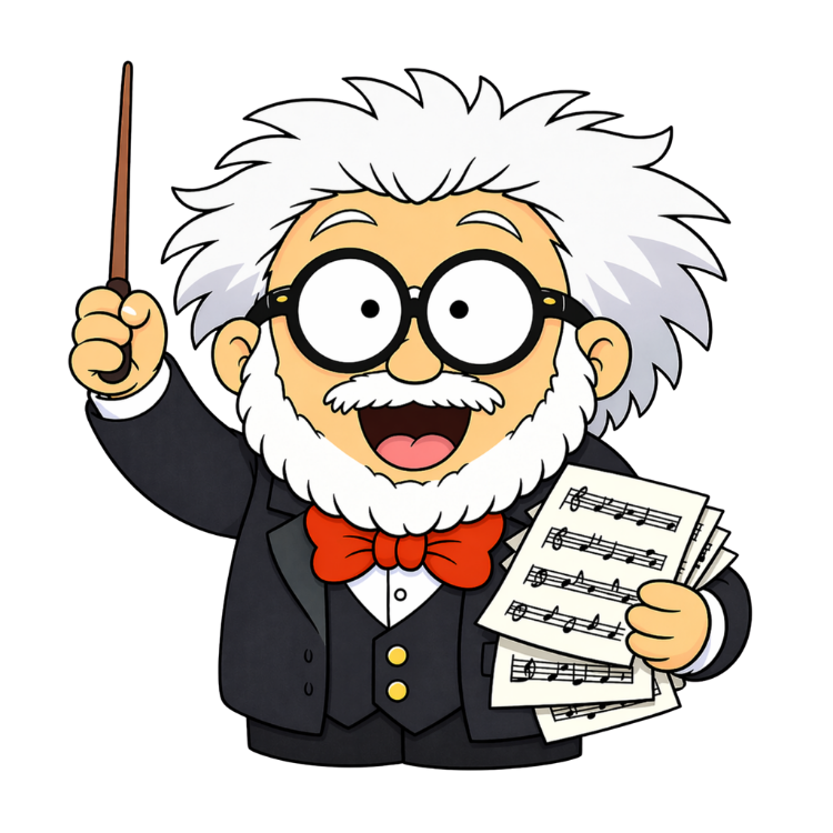 Professor Zingo, conducting with a baton